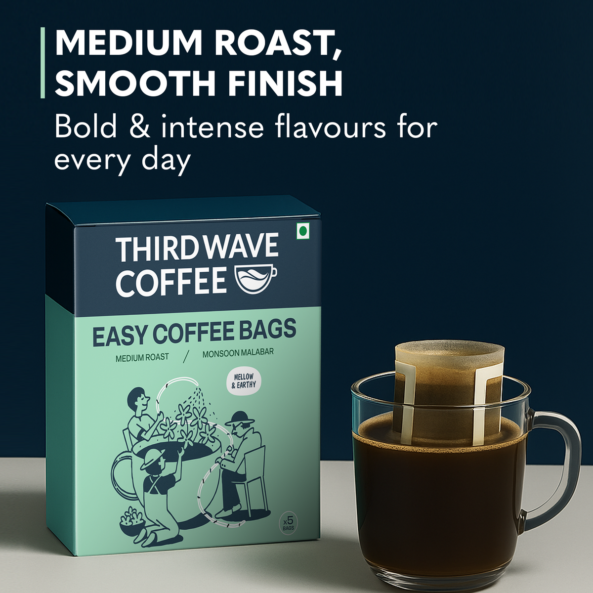 Monsoon Malabar Easy Coffee Bags (Box of 5)